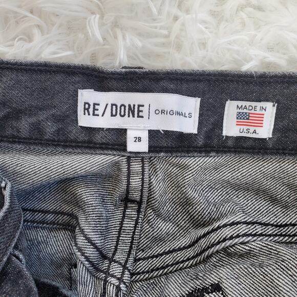 Redone Black Longline Denim Shorts 28 / 6 - Picture 3 of 6